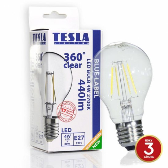 Tesla - LED FILAMENT RETRO BULB E27, 4W