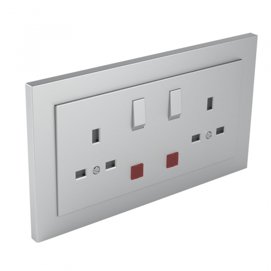 90343 Double Earth Socket (British Type) with Switch and Pilot Lamp