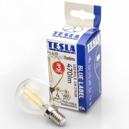 Tesla - LED bulb miniglobe FILAMENT RETRO, E14, 4W