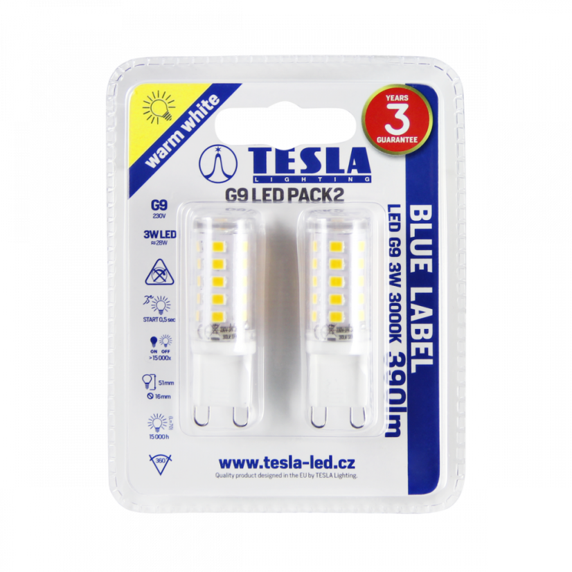 Tesla - LED žárovka G9, 3W
