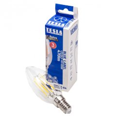 Tesla - LED žárovka FILAMENT RETRO svíčka, E14, 4W